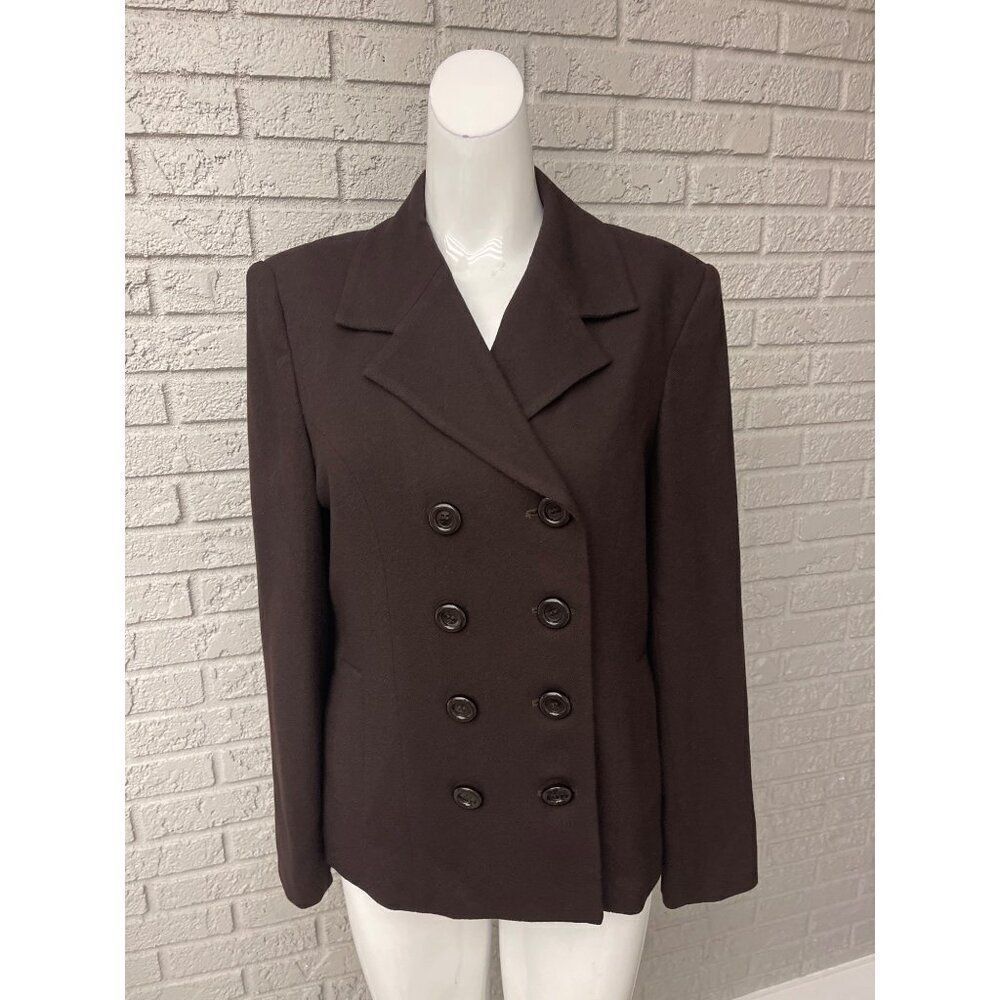 Express Tailleur Women Brown Wool Blend Double Breasted Jacket Size 7/8